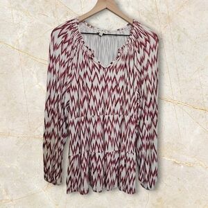 WONDERLY LONG SLEEVE NOTCH NECK TUNIC SHIRT